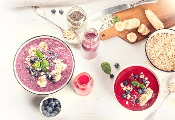 istock Berries smoothies for Healthy Breakfast. Healthy and clean diet concept. 925627440