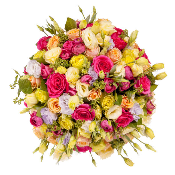 istock Bright bouquet shot from above, isolated on white 925628208