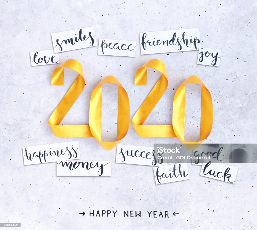 2020 New Years Handwritten Wishes With 3d Handmade Gold Painted ...