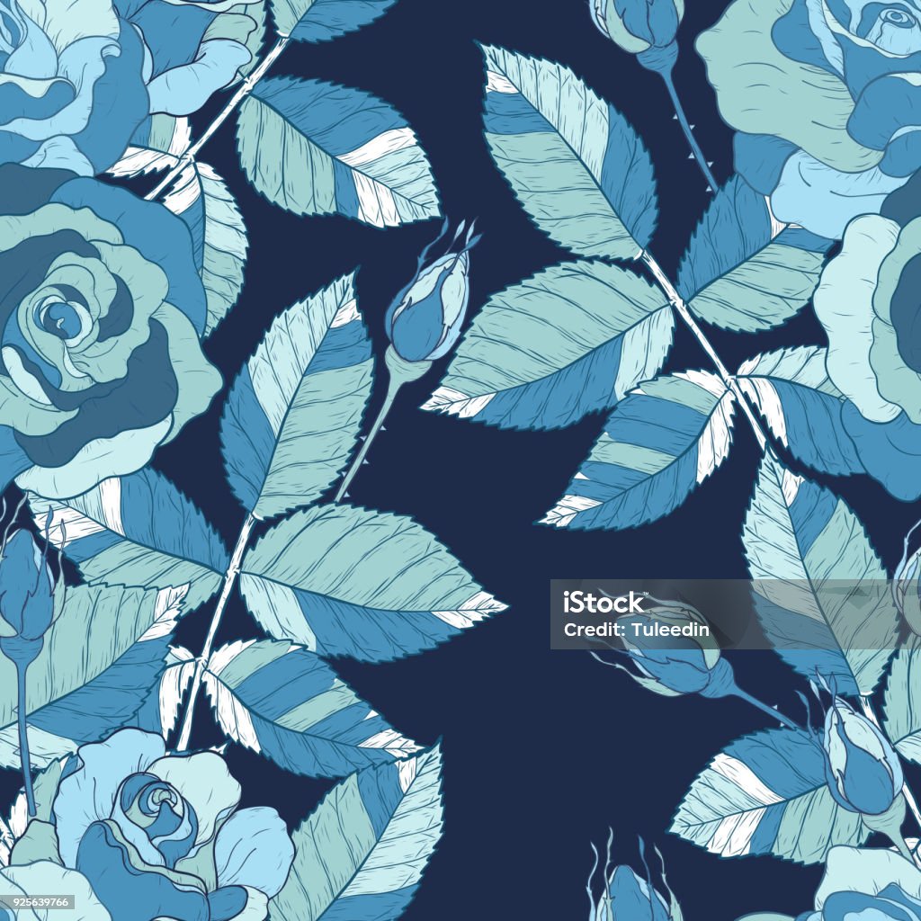 Horizontal Rose Pattern Drawing Rose Pattern By Hand Drawing Stock Illustration - Download Image Now ...