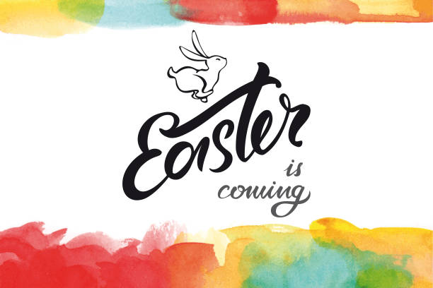 Easter is coming greeting card vector art illustration
