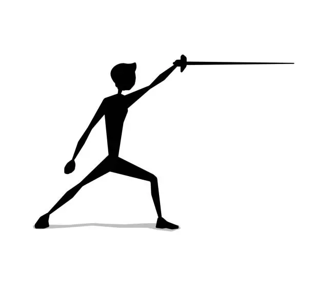 Vector illustration of fencing silhouette movement illustration design silhouette style design