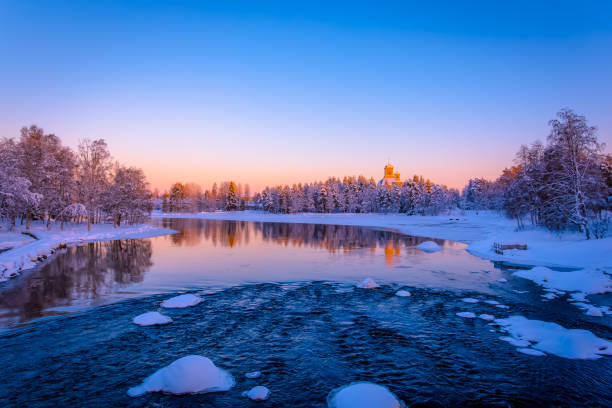 istock Winter view from Pajakka river from Kuhmo, Finland. 925652498