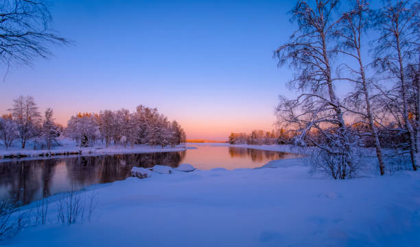 istock Winter view from Pajakka river from Kuhmo, Finland. 925652566