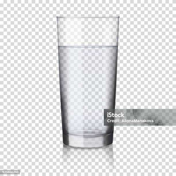 Realistic Transparent Glass With Water Isolated Stock Illustration - Download Image Now - Drinking Glass, Water, Cup