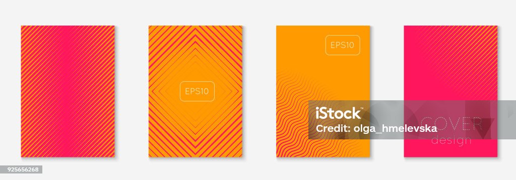 Minimalistic cover template set with gradients Gradient cover template set. Minimal trendy layout with halftone. Futuristic gradient cover template for banner, presentation and brochure. Minimalistic colorful shapes. Abstract business illustration Backgrounds stock vector