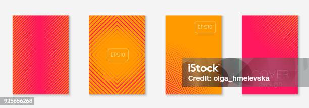 Minimalistic Cover Template Set With Gradients Stock Illustration - Download Image Now - Backgrounds, Pattern, Orange Color