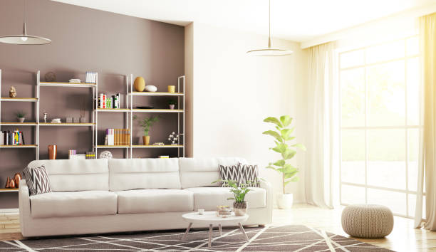 istock Interior of modern living room 3d rendering 925656426