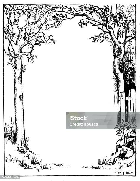 Antique Children Book Illustrations Tree Frame Stock Illustration - Download Image Now - Frame - Border, Fairy Tale, Picture Book