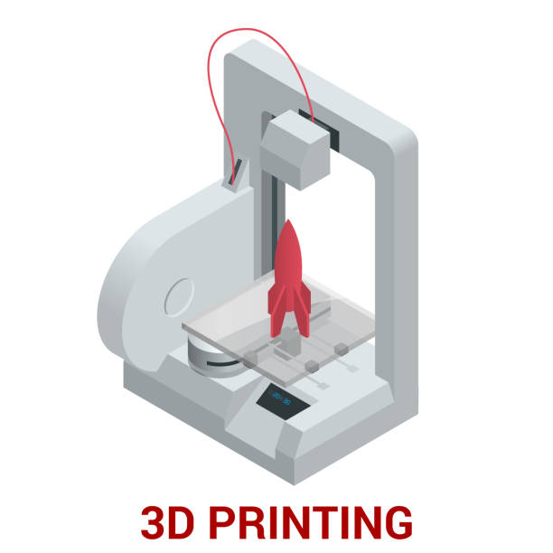 ilustraciones, imágenes clip art, dibujos animados e iconos de stock de nueva generación de máquina de impresión 3d de impresión de un modelo de plástico. - three dimensional three dimensional shape printing out technology