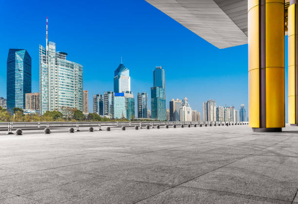 istock modern buildings against blue sky,Nanchang 925669006