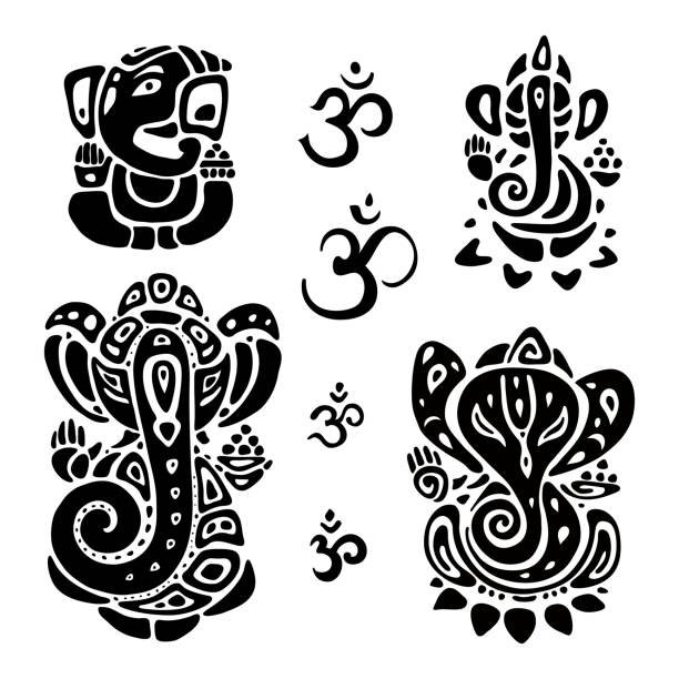 Hindu God Ganesha. Ganapati Hindu God Ganesha. Ganapati. Vector hand drawn illustration buddha face stock illustrations