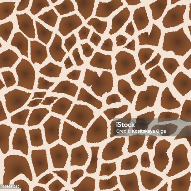 Seamless Pattern Imitation Of Skin Of Giraffe Brown Spots On Beige Background Stock Illustration - Download Image Now