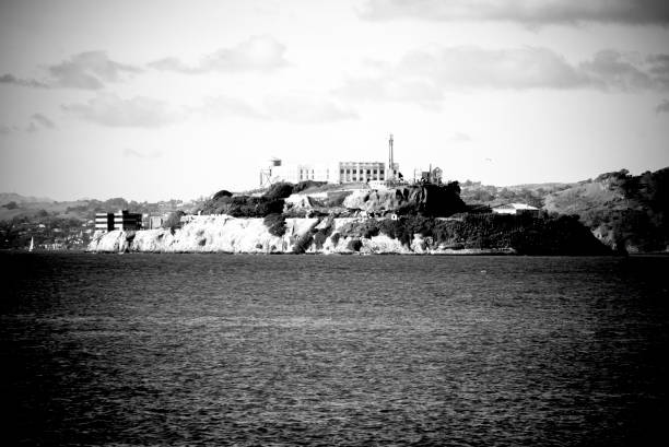 13 OCT 2025 - San Francisco, USA - Alcatraz Island viewed from across the bay in San Francisco, from a high vantage point.