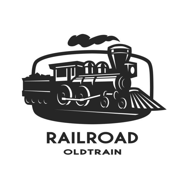 Old steam train emblem. Vector illustration Old steam train emblem steam train stock illustrations