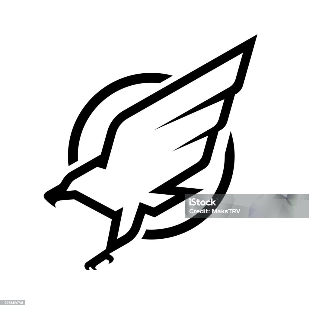 Eagle icon, emblem monochrome. Vector illustration Eagle icon, emblem monochrome. Hawk - Bird stock vector