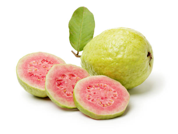 istock Guava fruit with leaves.  on white background 925684758