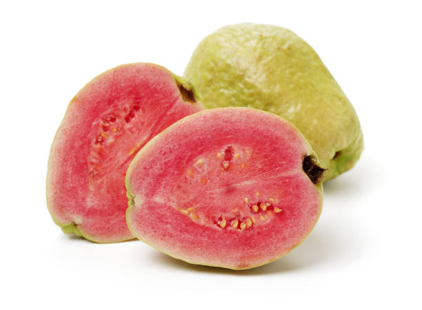 istock Guava fruit with leaves.  on white background 925685950