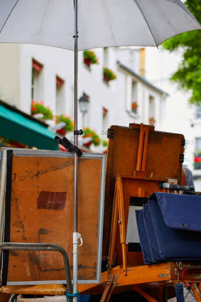 Montmartre painters place du Tertre canvas and tools in France