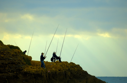 Fishermen at sunset.