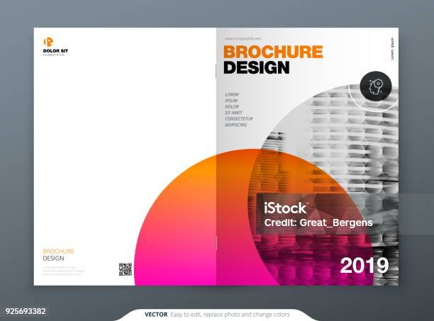 Brochure Template Layout Design Corporate Business Annual Report Catalog Magazine Brochure Flyer Mockup Creative Modern Bright Concept Circle Round Shape Stock Illustration - Download Image Now