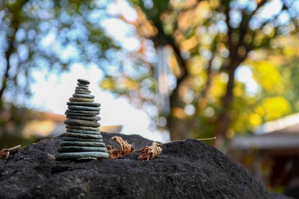 Often in Zen and Buddhism, balance is being preached. This pebbles balance is symbolic to the spiritual balance.