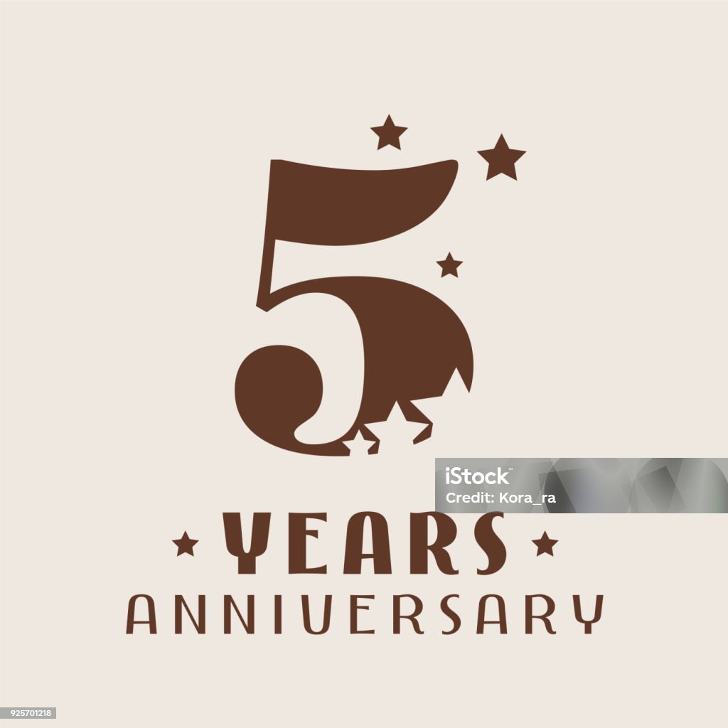 5 years anniversary vector icon 5 years anniversary vector icon. Graphic design element with number and stars decoration for 5th anniversary Number 5 stock vector