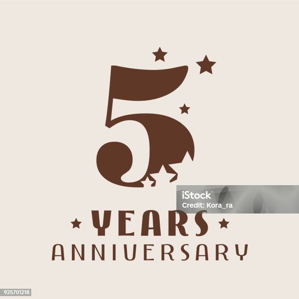 5 Years Anniversary Vector Icon Stock Illustration - Download Image Now - Number 5, Anniversary, Advertisement