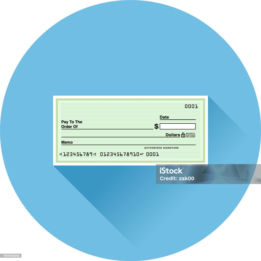 Flat Design Banking and Finance Check Icon Blank Check Check - Financial Item stock vector