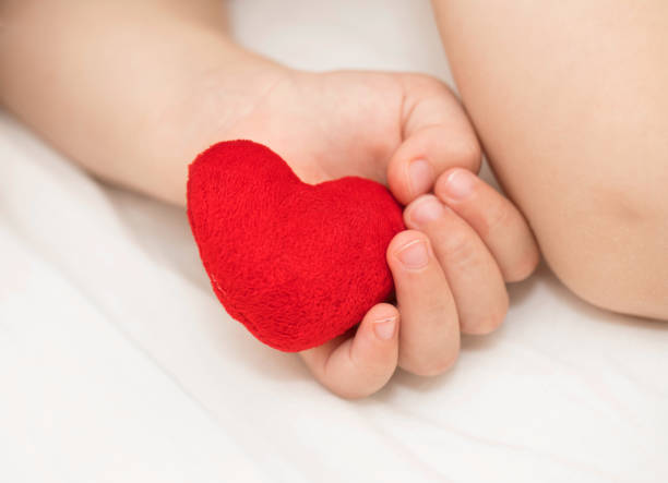 istock Toddler keeps red plush heart. 925705578