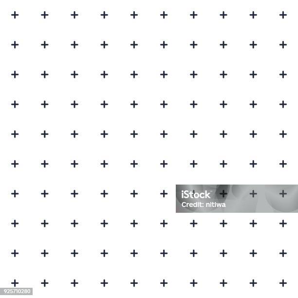 Monochrome Mini Plus Cross Symbol Seamless Pattern Background Texture Wallpaper Banner Label Vector Design Stock Illustration - Download Image Now