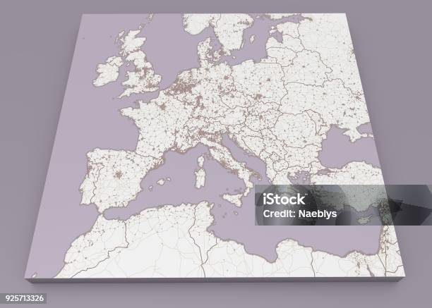 Street And Political Map Of Europe And North Africa European Cities Political Map With The Border Of The States Urban Areas Street Directory Atlas Stock Photo - Download Image Now