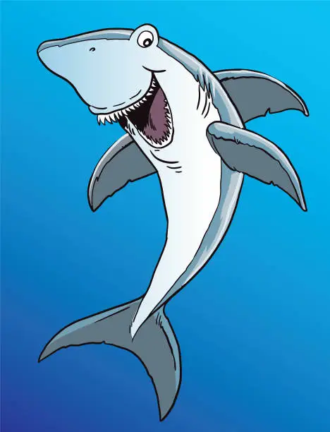 Vector illustration of Cartoon smiling shark