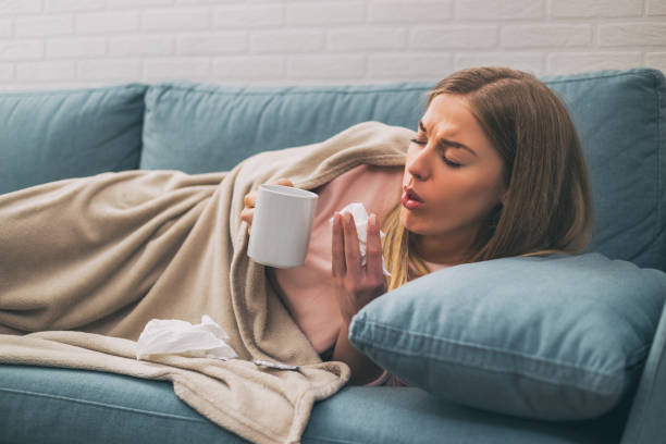 Woman having fever