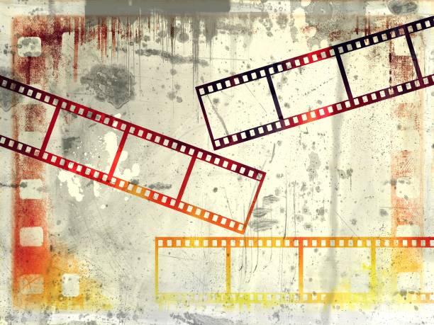 istock Retro red and yellow film strip frame or background. 925717014