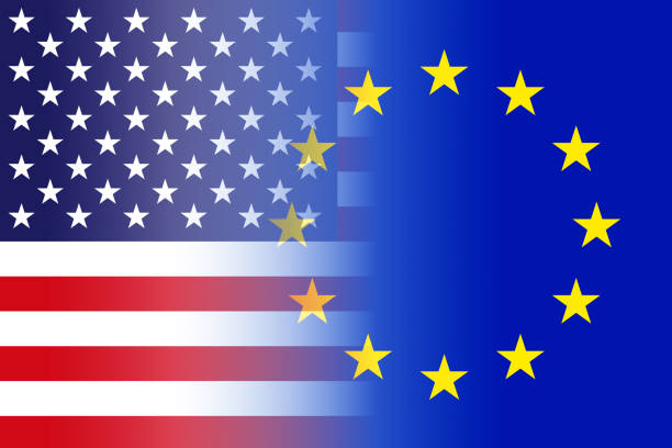 istock mixed united states and europe union flags 925717236