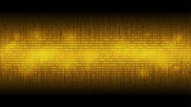leuchtende goldene binärcode abstrakten hintergrund, leuchtende wolke von big data, informationsfluss, gut organisierte schichten - pattern information medium technology backgrounds stock-grafiken, -clipart, -cartoons und -symbole