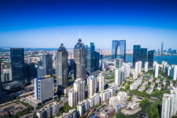 istock a bird's eye view of Suzhou at dusk 925726400