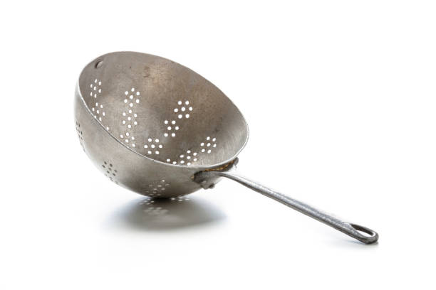 istock Old metal colander isolated on white background 925732106