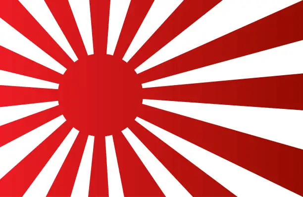 Vector illustration of Japanese navy flag, red rising sun, Vector illustration