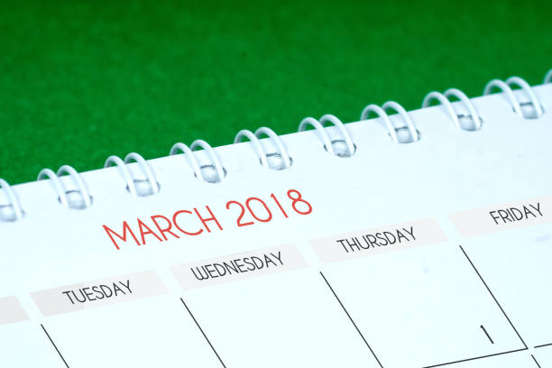 istock march 2018 calendar on green table 925734002