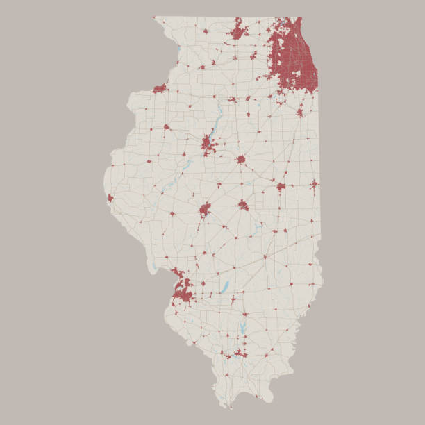 伊利諾州美國州路地圖 - aurora 幅插畫檔、美工圖案、卡通及圖標