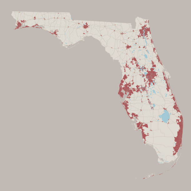 ilustrações de stock, clip art, desenhos animados e ícones de florida us state road map - florida cartography map florida keys