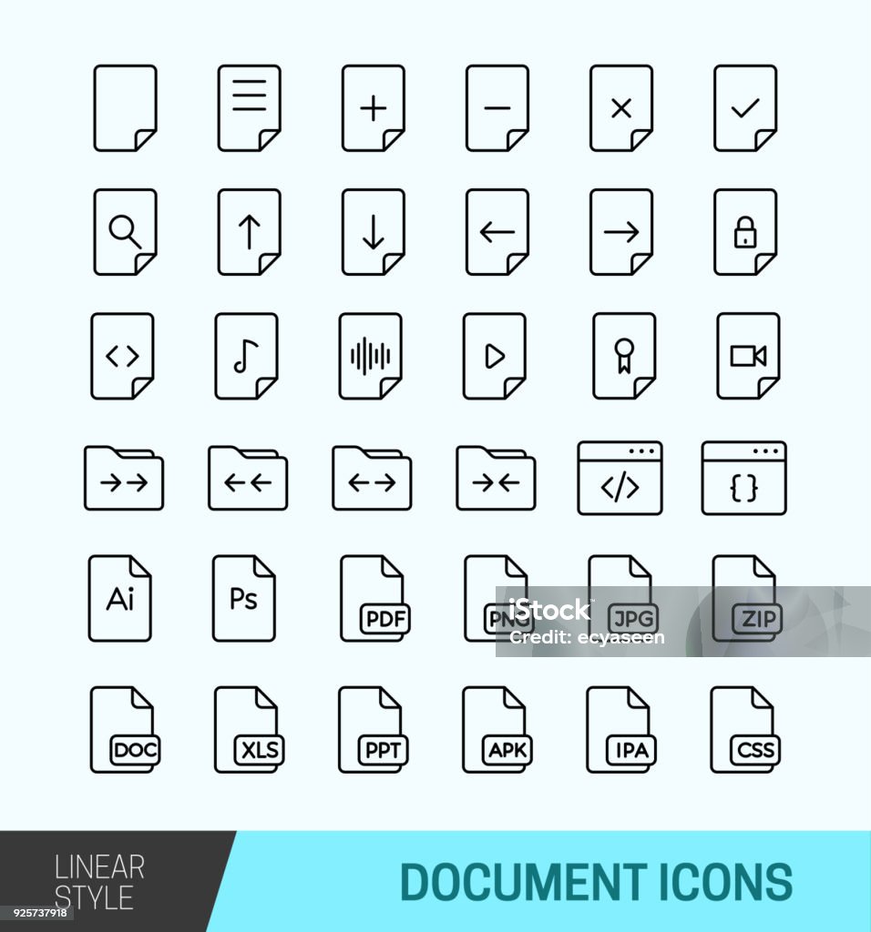 Simple Set of Document Related Vector Line Icons Icon Symbol stock vector