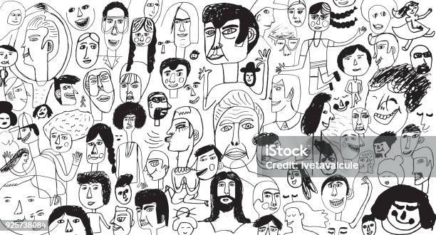 People Pattern Backround Stock Illustration - Download Image Now - People, Human Face, Drawing - Art Product