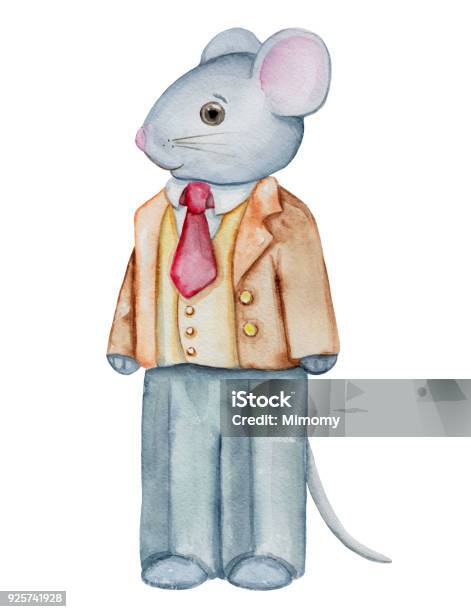 Cute Watercolor Mouse Father Stock Illustration - Download Image Now - Adult, Animal, Antique