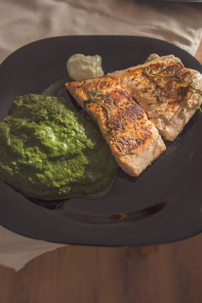 istock Healthy lunch, grilled salmon with spinach 925742734