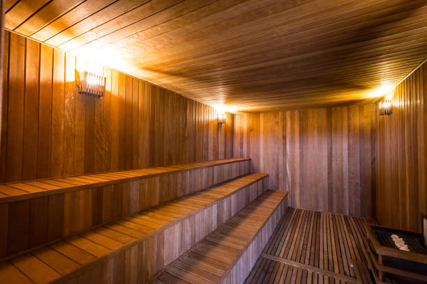 istock Interior of a wooden sauna 925746348