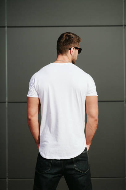istock Hipster wearing white blank t-shirt with empty space for your design 925746426