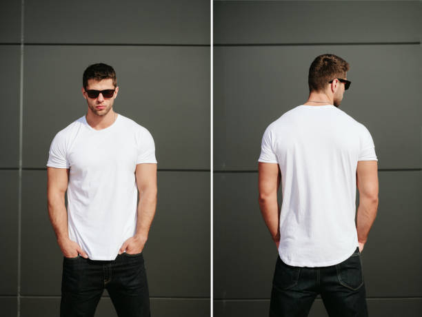istock Hipster wearing white blank t-shirt with empty space for your design 925746514